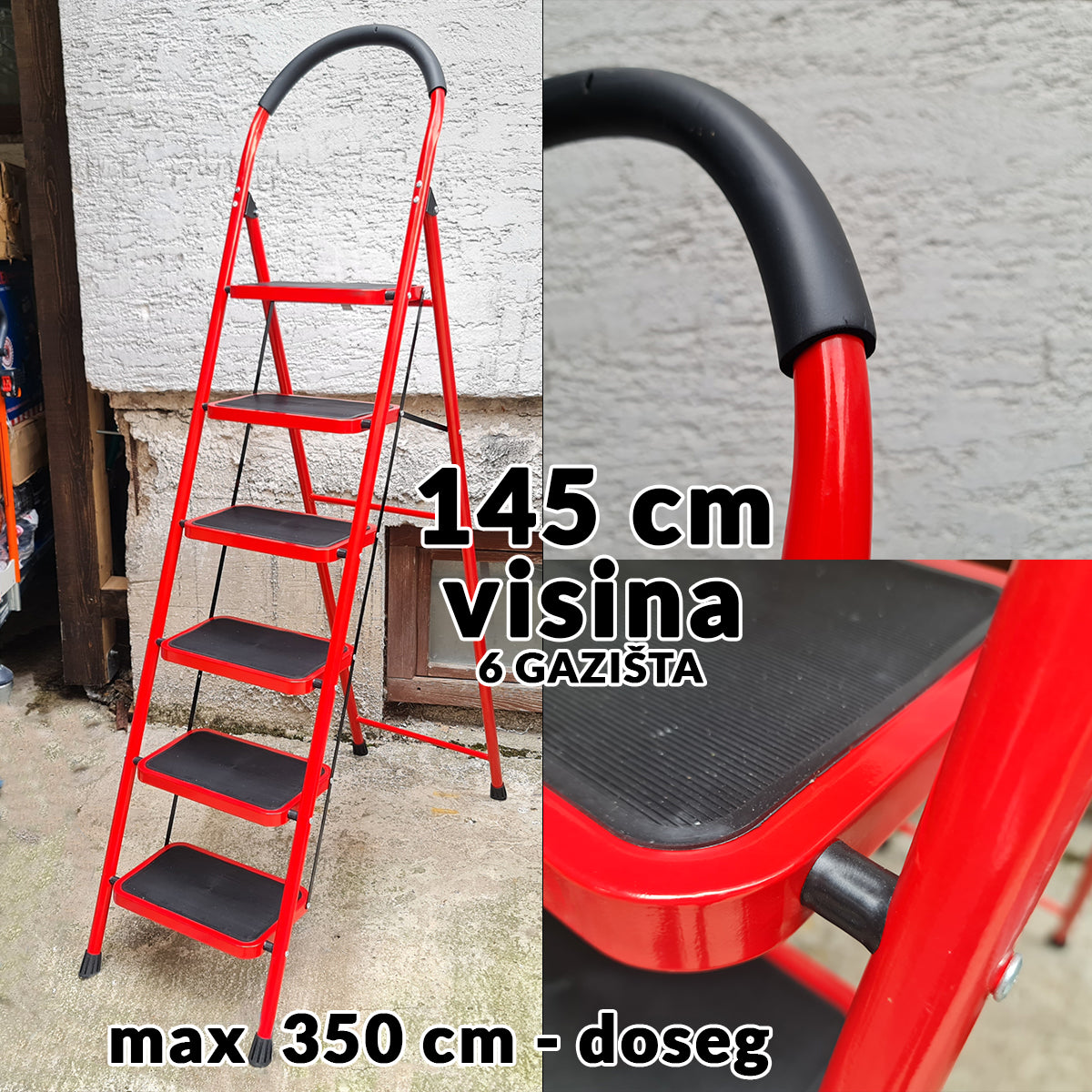 Home aluminum ladder - 6 steps G185 – SuperGoldy, image size:1200x1200