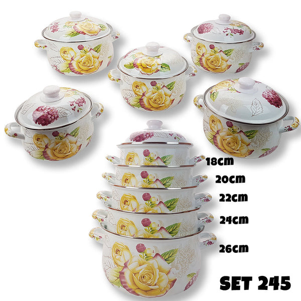 Set of enamelware - 10 pieces Flower 245